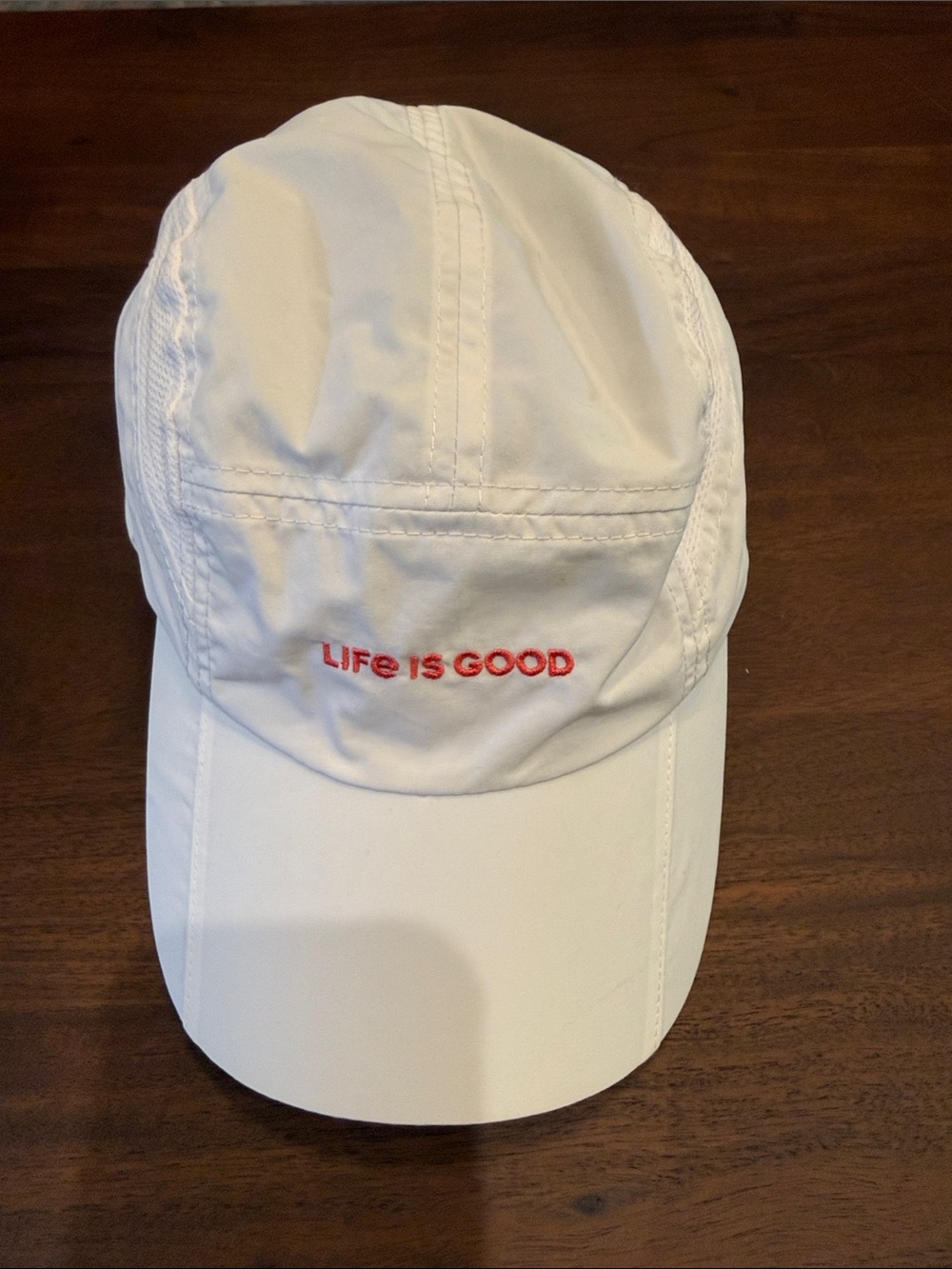 Life Is Good White Kids Hat with Red Logo